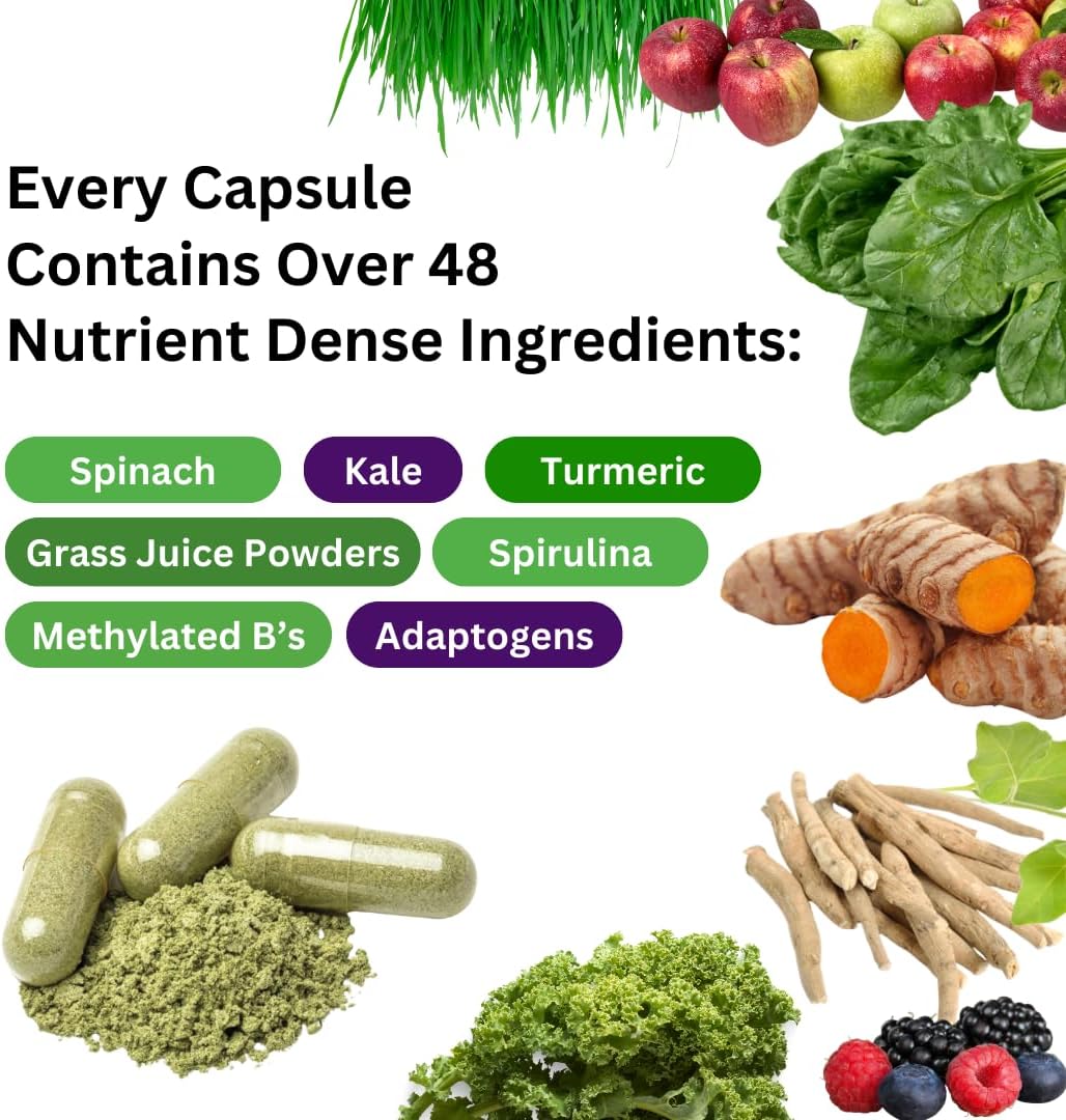 Paradise Herbs Earth's Blend Once Daily Multivitamin - No Iron, 48 Organic Superfoods, Probiotics, 60 Capsules - görsel 2