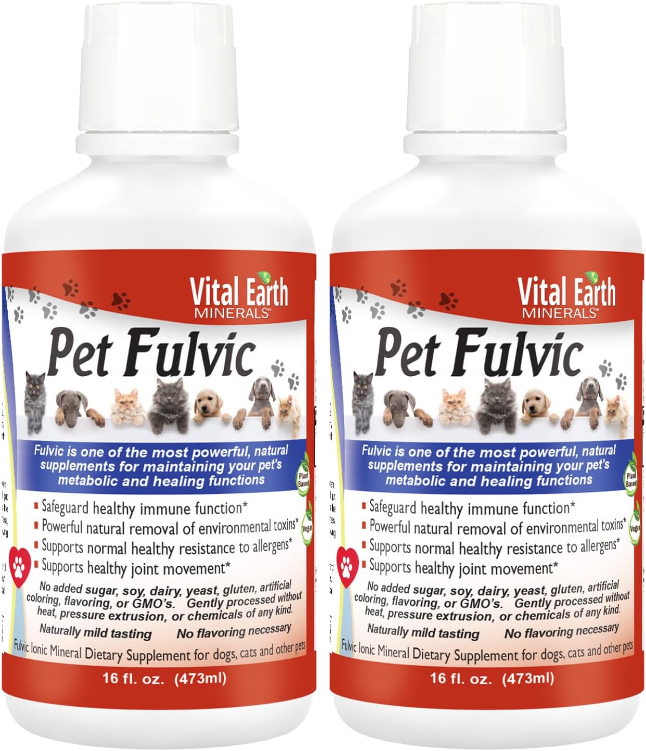 Vital Earth Minerals Pet Fulvic - Dog Allergy Relief, Joint Support Supplement 473 ml (Pack of 2) - görsel 1