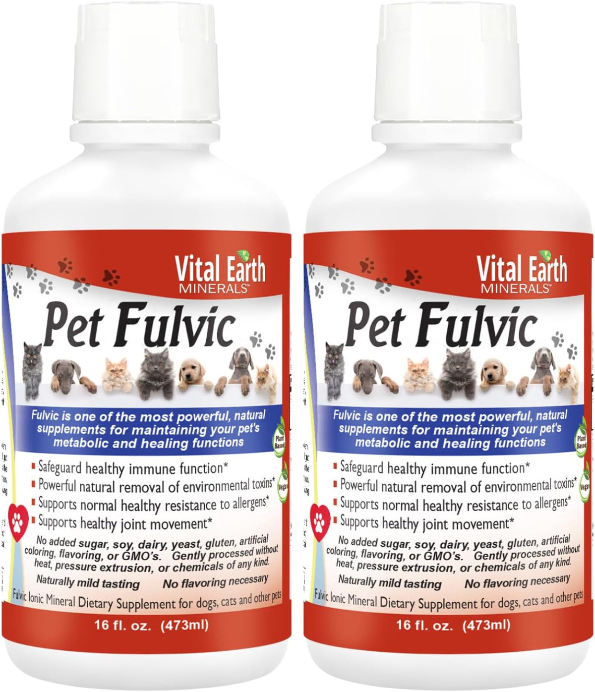 Vital Earth Minerals Pet Fulvic - Dog Allergy Relief, Joint Support Supplement 473 ml (Pack of 2) - görsel 1