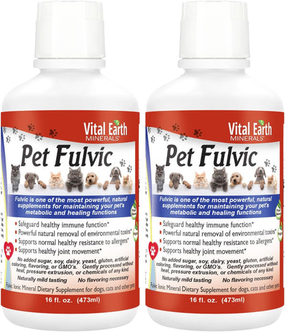 Vital Earth Minerals Pet Fulvic - Dog Allergy Relief, Joint Support Supplement 473 ml (Pack of 2)