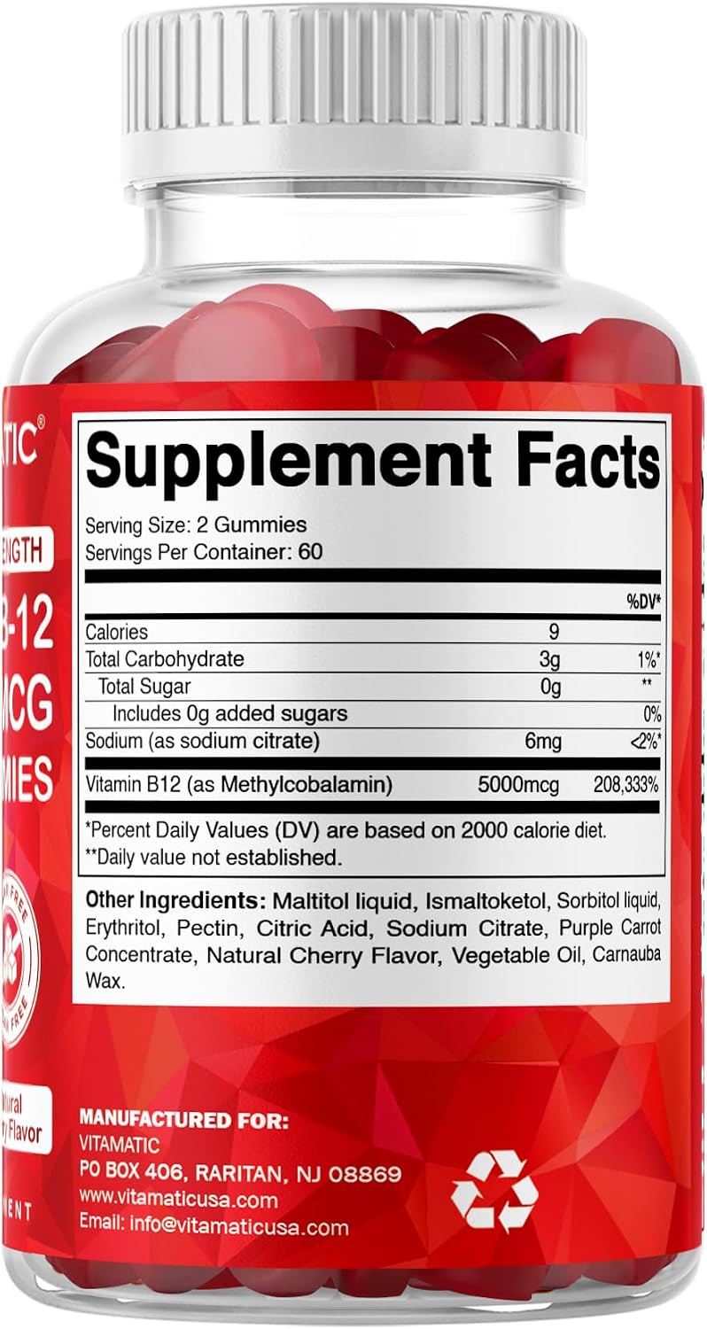 Vitamatic Extra Strength Vitamin B12 5000mcg Methylcobalamin Gummies - 120 Count (2-Pack) - görsel 7