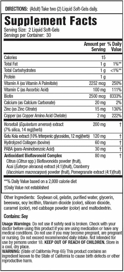 Lumintrail Hair and Nails Supplement - 60 Softgels (Pack of 2) with Pill Case