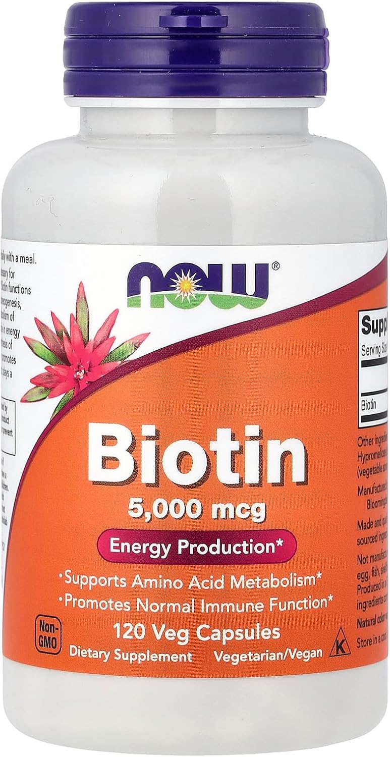 Now Foods Biotin 5 mg Vegetarian Capsules, 120 Count - görsel 1