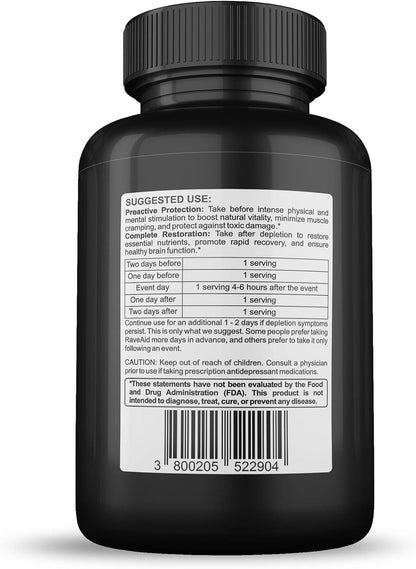 RaveAid Trusted Since 2011 - Party & Rave Recovery Supplement (60 Capsules)