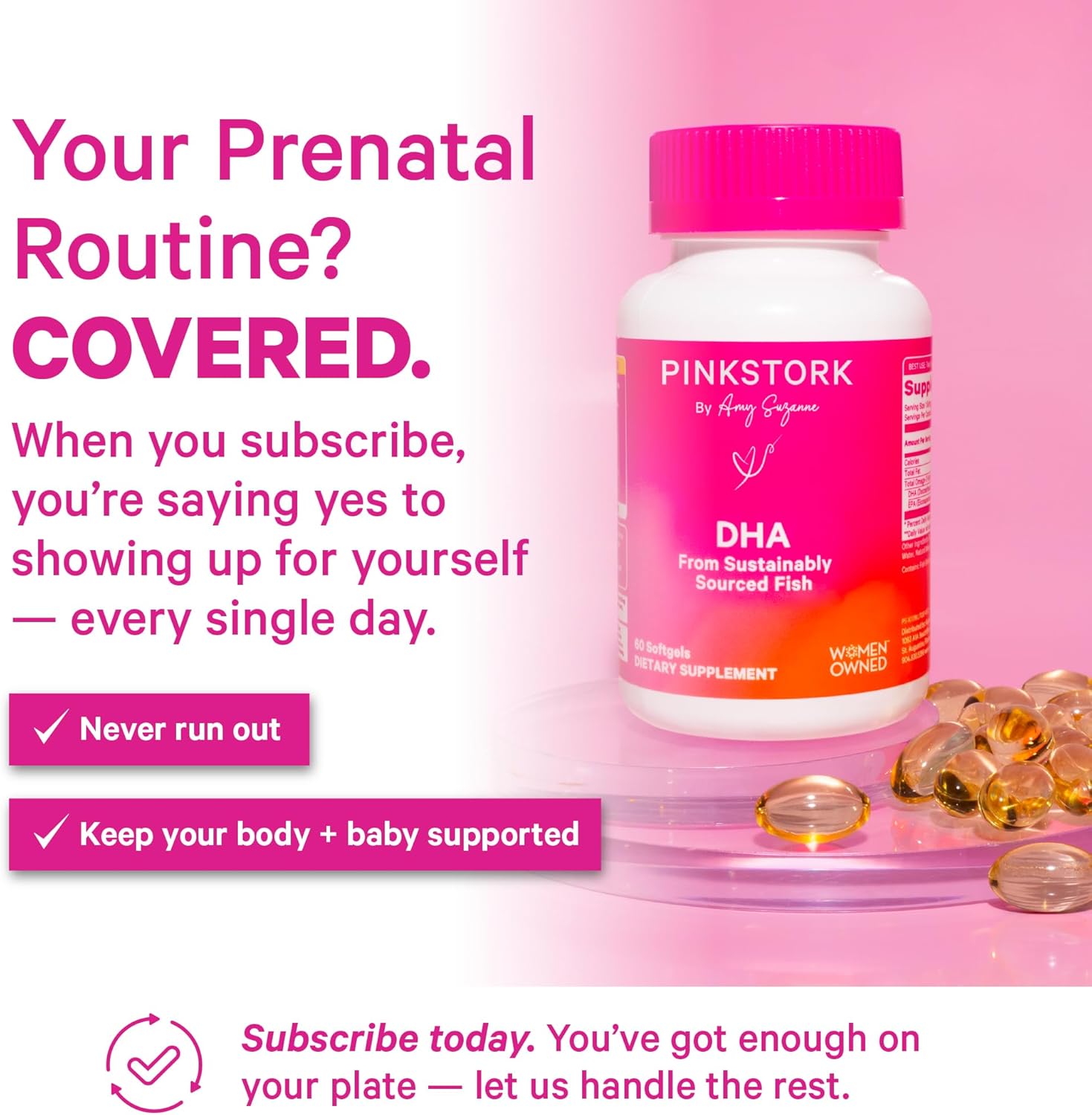 Pink Stork Omega-3 DHA - 540 mg Fish Oil Supplement with DHA and EPA for Antenatal and Postnatal Support - 60 Soft Capsules - görsel 4