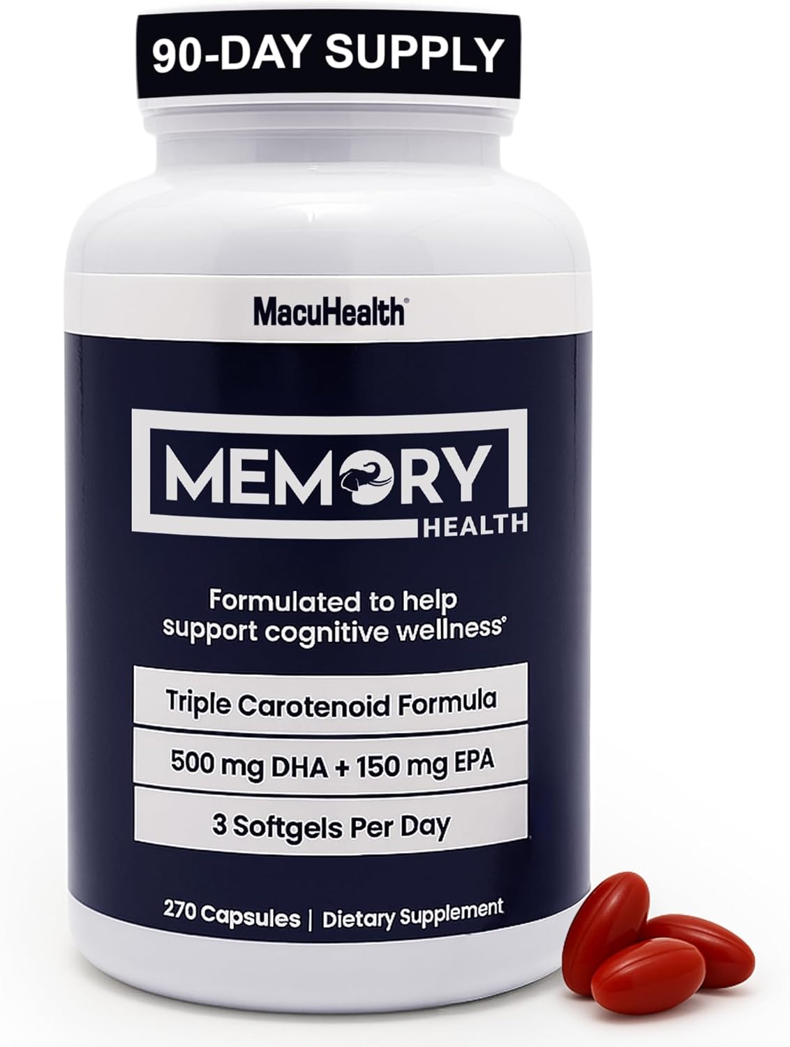 Memory Health Softgels with Omega-3, Carotenoids, and Vitamin E – Designed to Support Cognitive Function and Mental Clarity - (270 Softgels, 90 Days Supply) - görsel 1