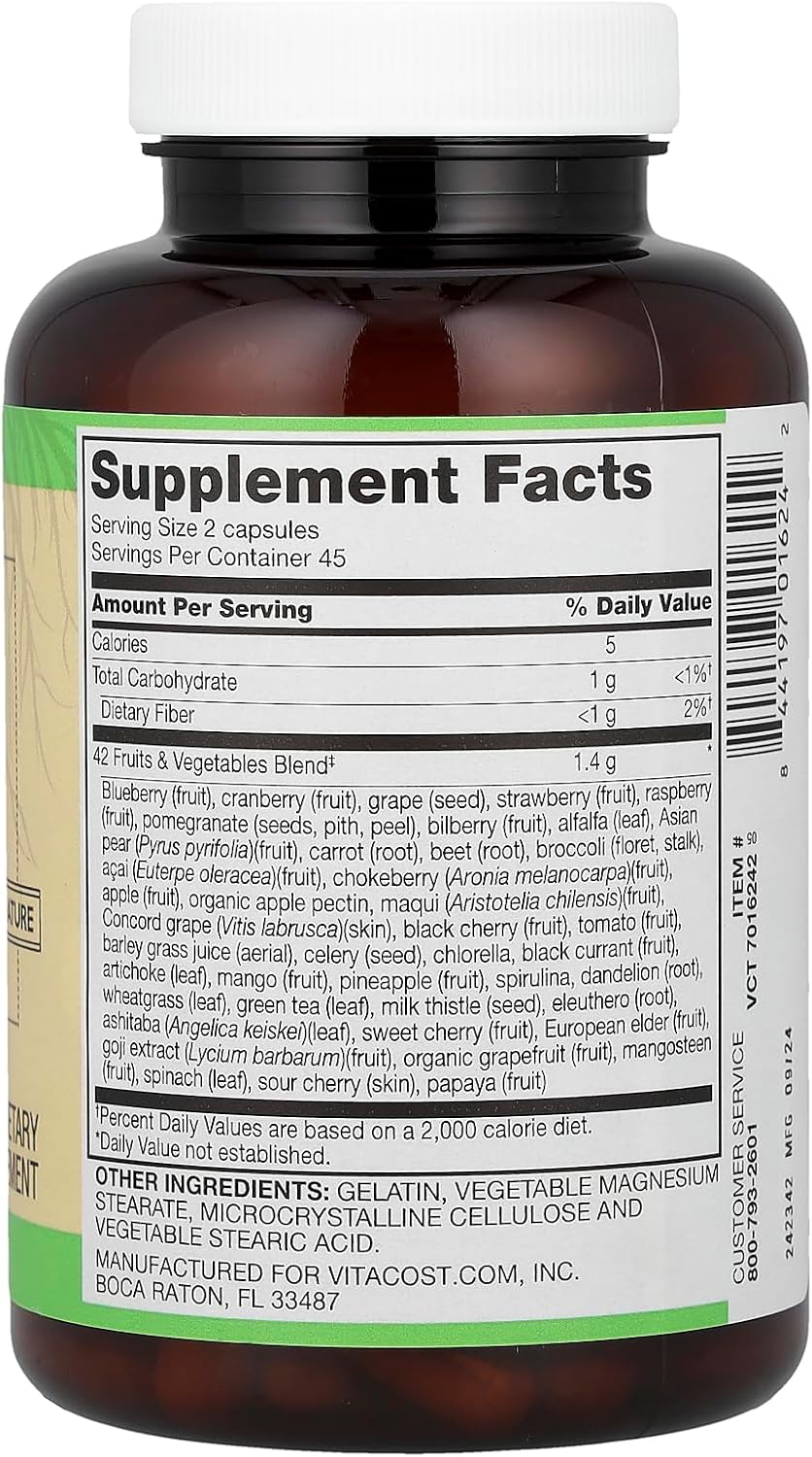 Vitacost Root2®, 42 Fruits & Vegetables, 90 Capsules - görsel 2