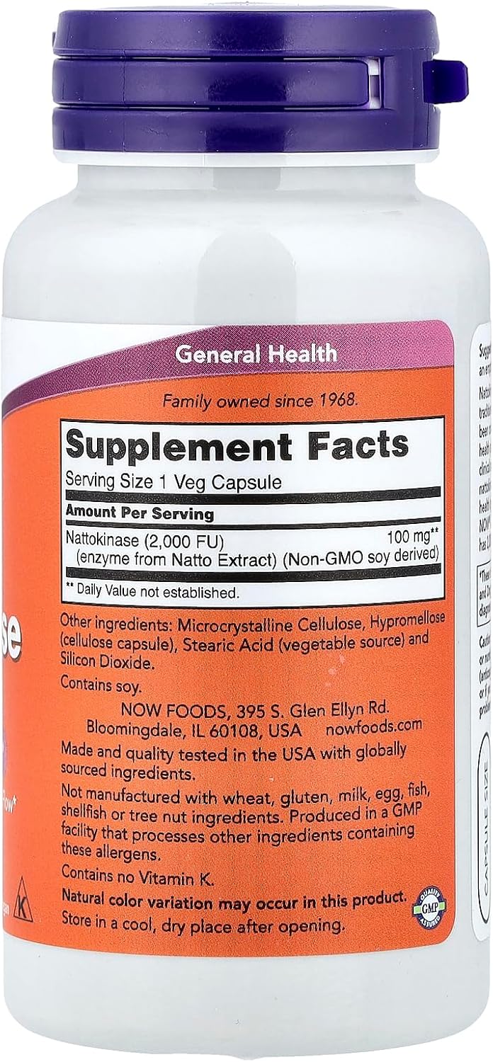NOW Foods Nattokinase 100 mg, 120 VegiCaps - görsel 2