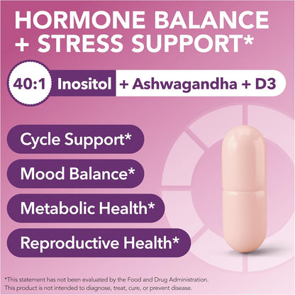 Intimate Rose Myo-Inositol & D-Chiro Inositol Blend - 40:1 Ratio with Vitamin D & Ashwagandha, 3 Bottles