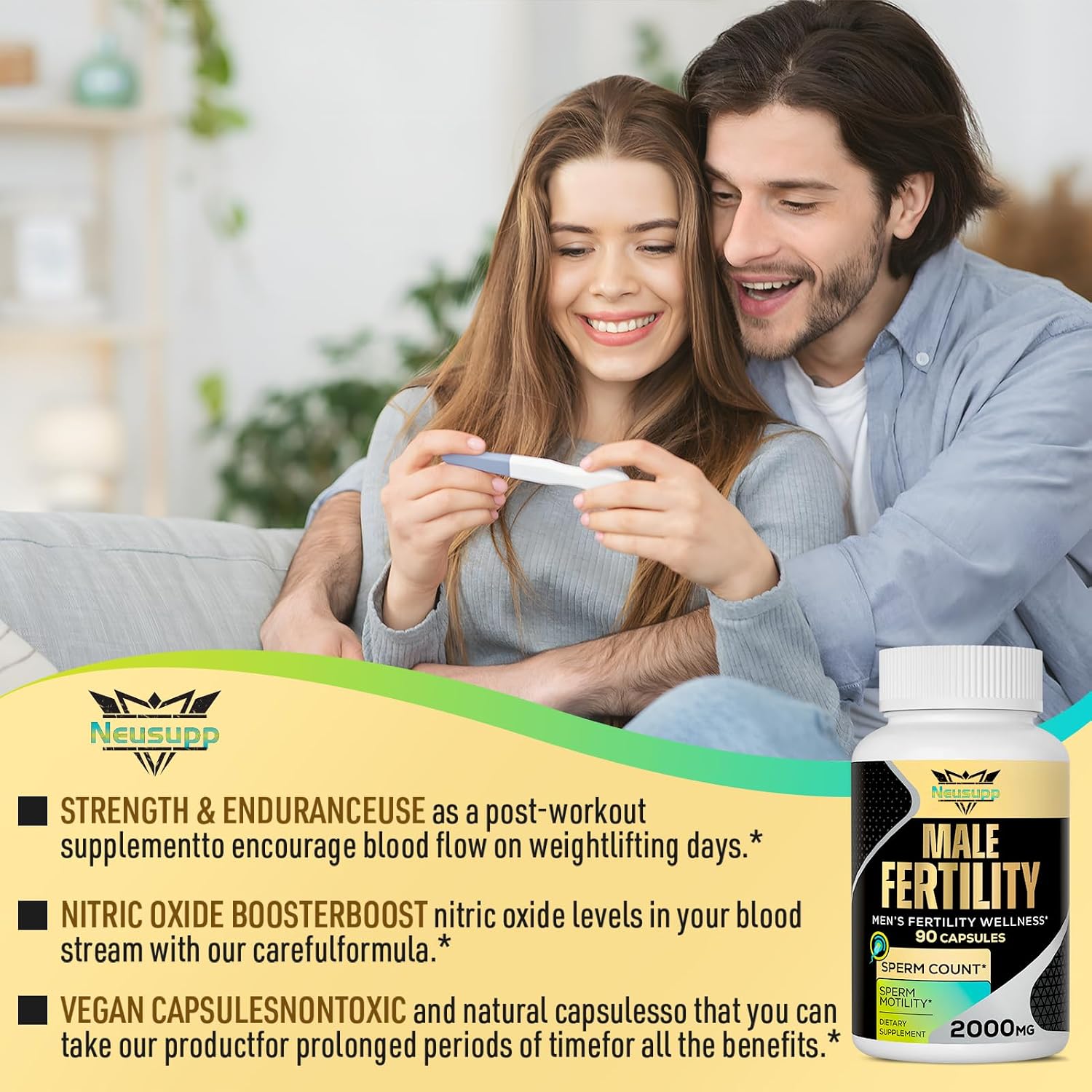 Male Fertility Supplement - Optimal Sperm Count, Motility & Vitality - 90 Capsules - görsel 6