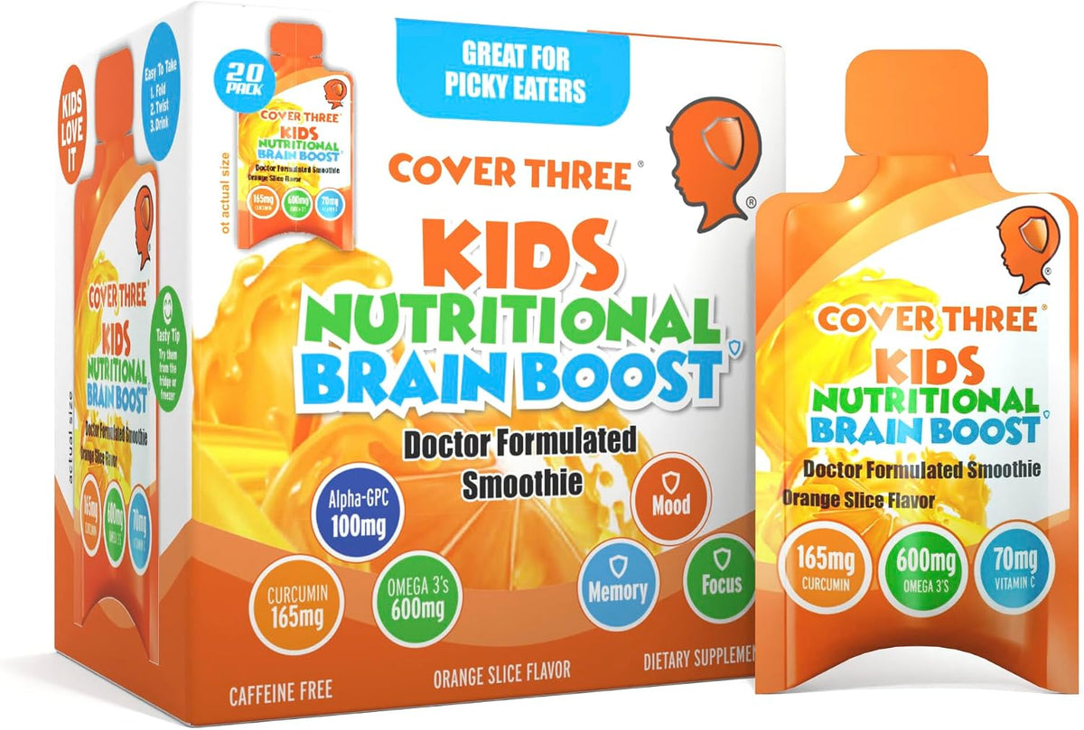 Cover Three Brain Assist Brain Supplement with Curcumin and Uridine - Liquid Focus Formula, Orange Slice Flavour - görsel 9