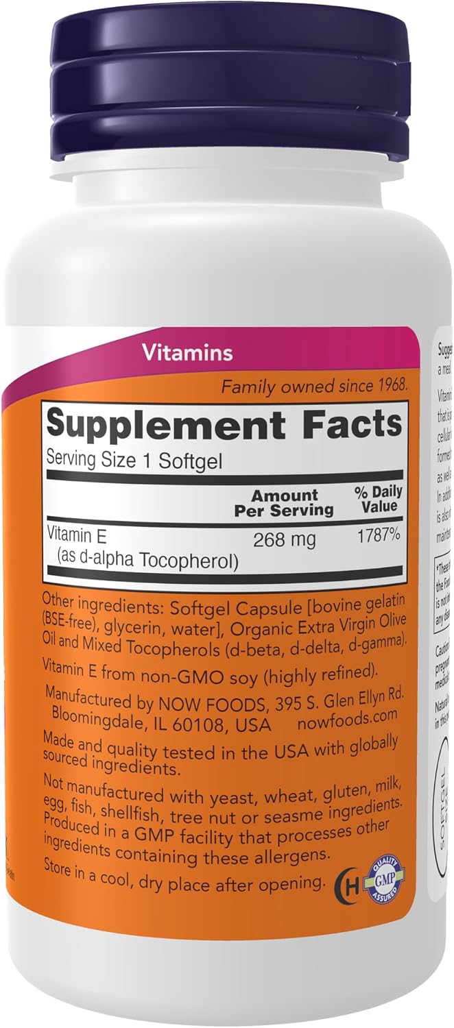 NOW Foods Vitamin E-400 IU Mixed Tocopherols, 100 Softgels - görsel 2