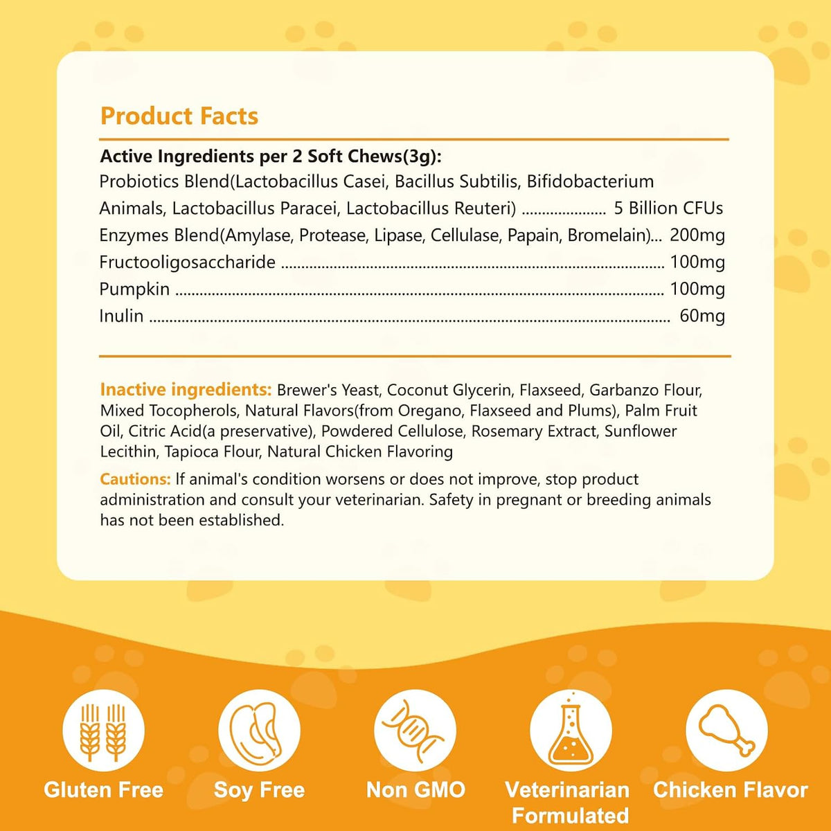 PICPOW Probiotics for Dogs & Cats, with Prebiotics, Digestive Enzymes, Inulin, Pumpkin – 120 Soft Chews - görsel 2