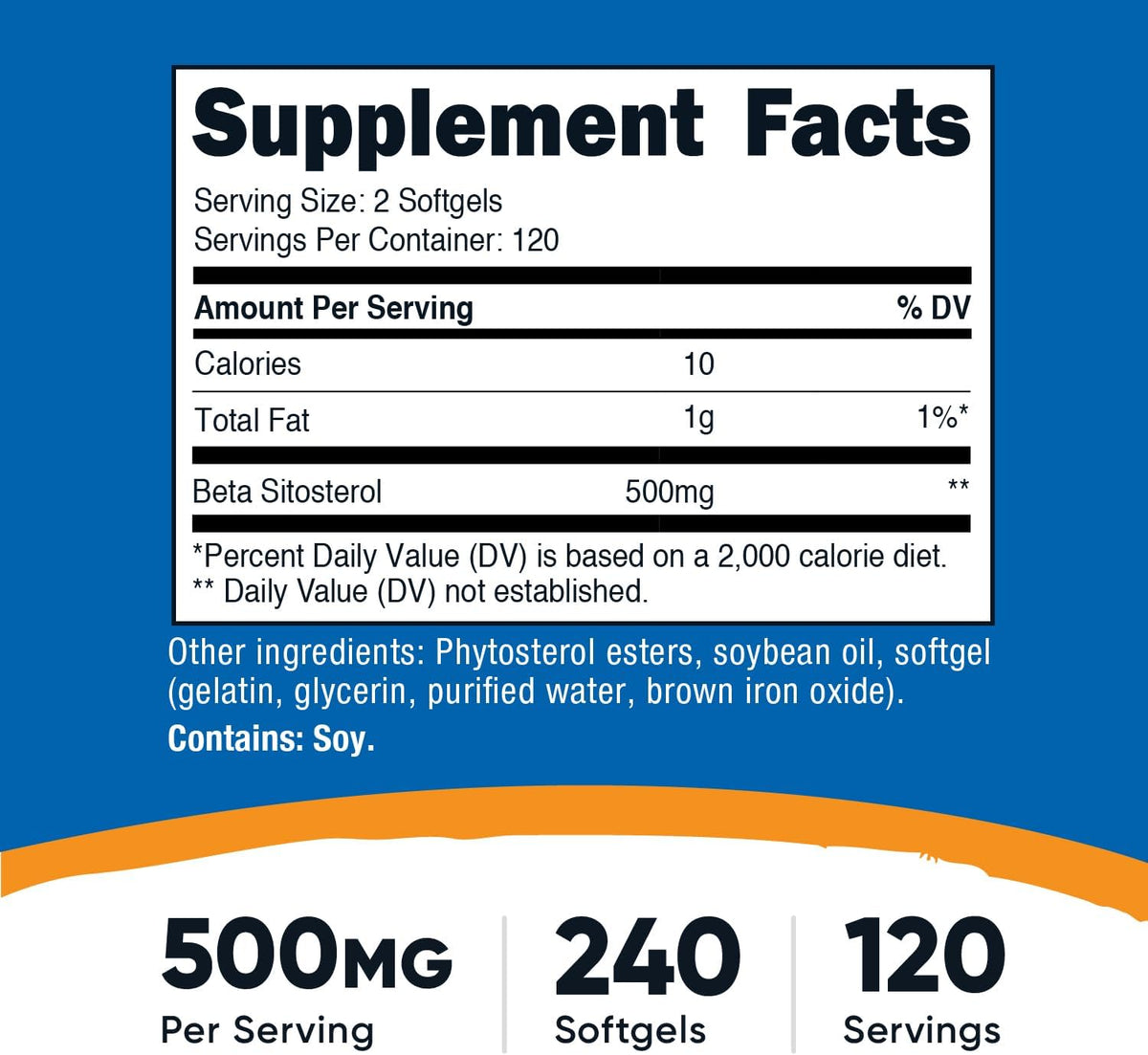 Nutricost Beta Sitosterol 240 Soft gel capsules, 500mg - Non-GMO, Gluten-free Supplement - görsel 2