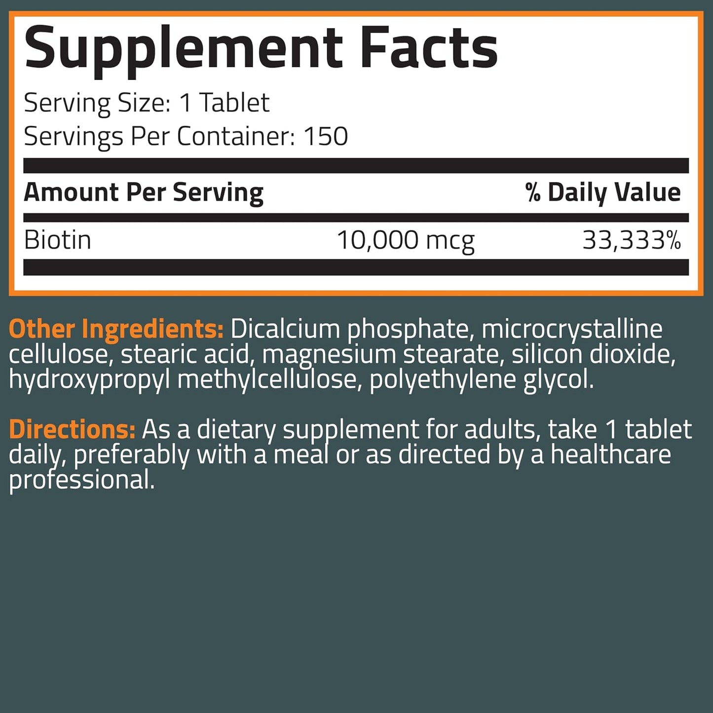 Bronson Biotin 10,000mcg – Supports Healthy Hair, Skin and Nails, Vegetarian, Non-GMO, 150 Tablets - görsel 8