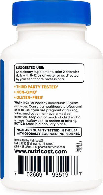 Nutricost Coleus Forskohlii 500 mg – Maximum Strength Formula (2 Bottles, 120 Capsules)