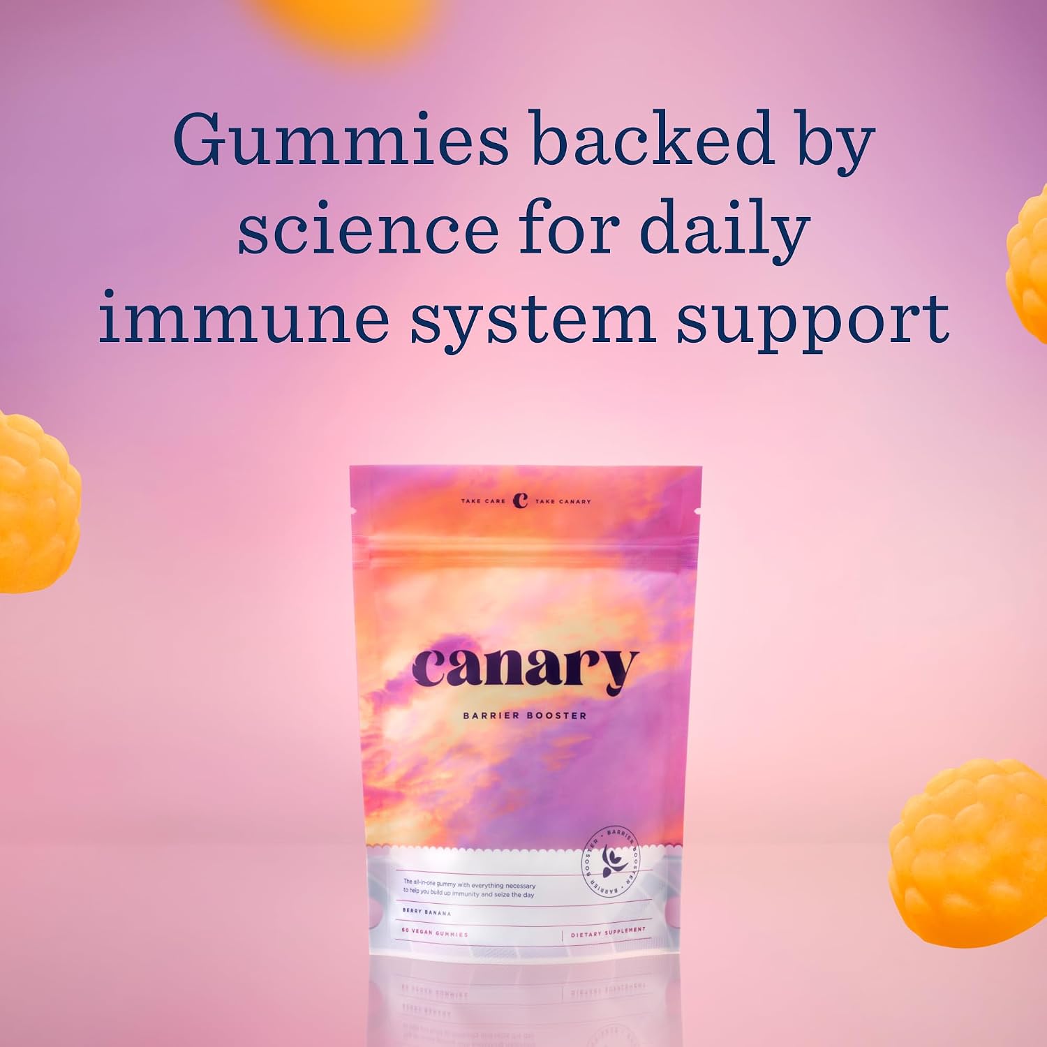 Canary Barrier Booster Vitamin A, D, and K and Zinc Immune Support Gummies - Vegan Berry Banana, 60 Gummies - görsel 5