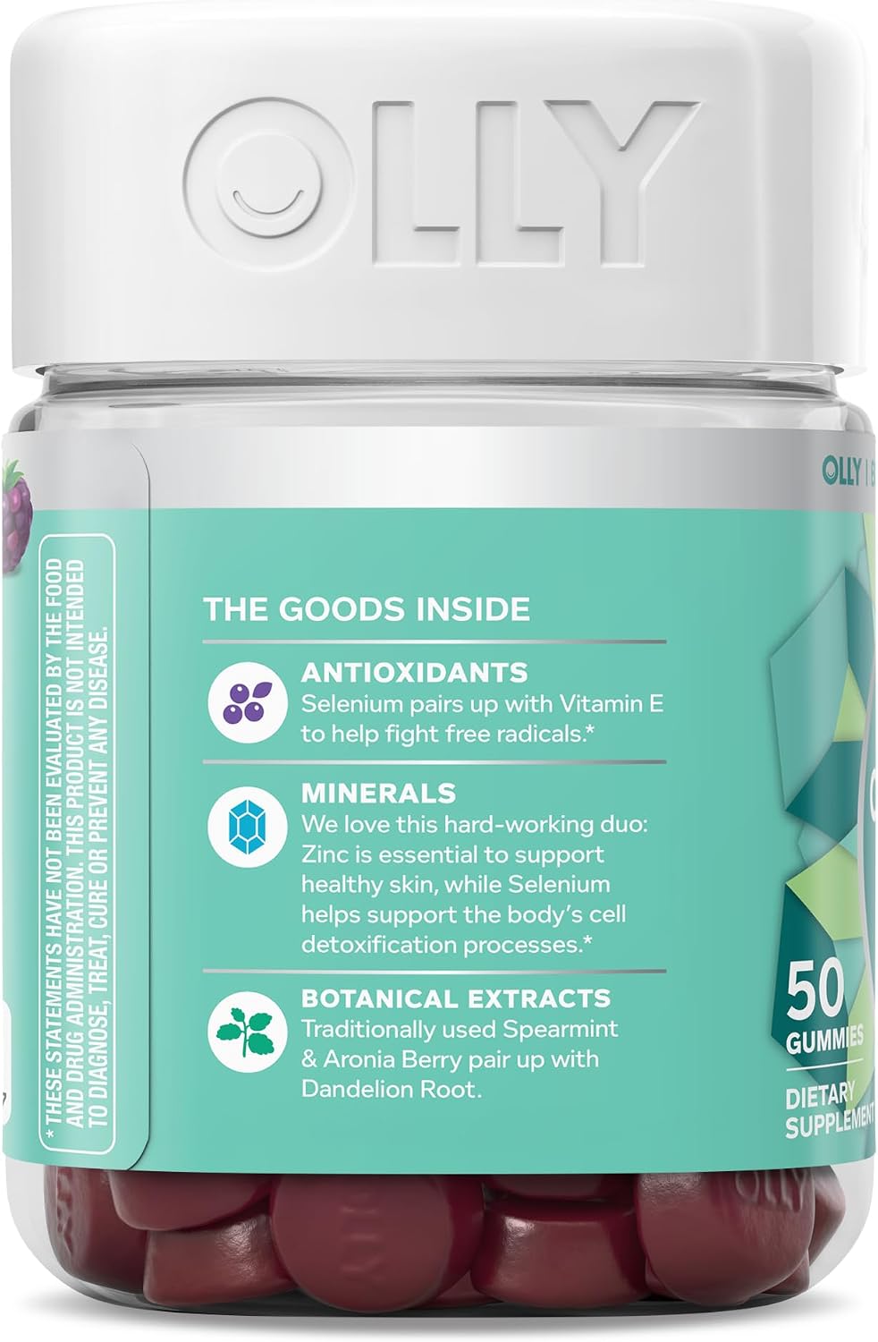 OLLY Flawless Complexion Gummy, Skin Support with Vitamins A, E & Zinc, Chewable Supplement, Berry Flavour, 50 Gummies - görsel 9