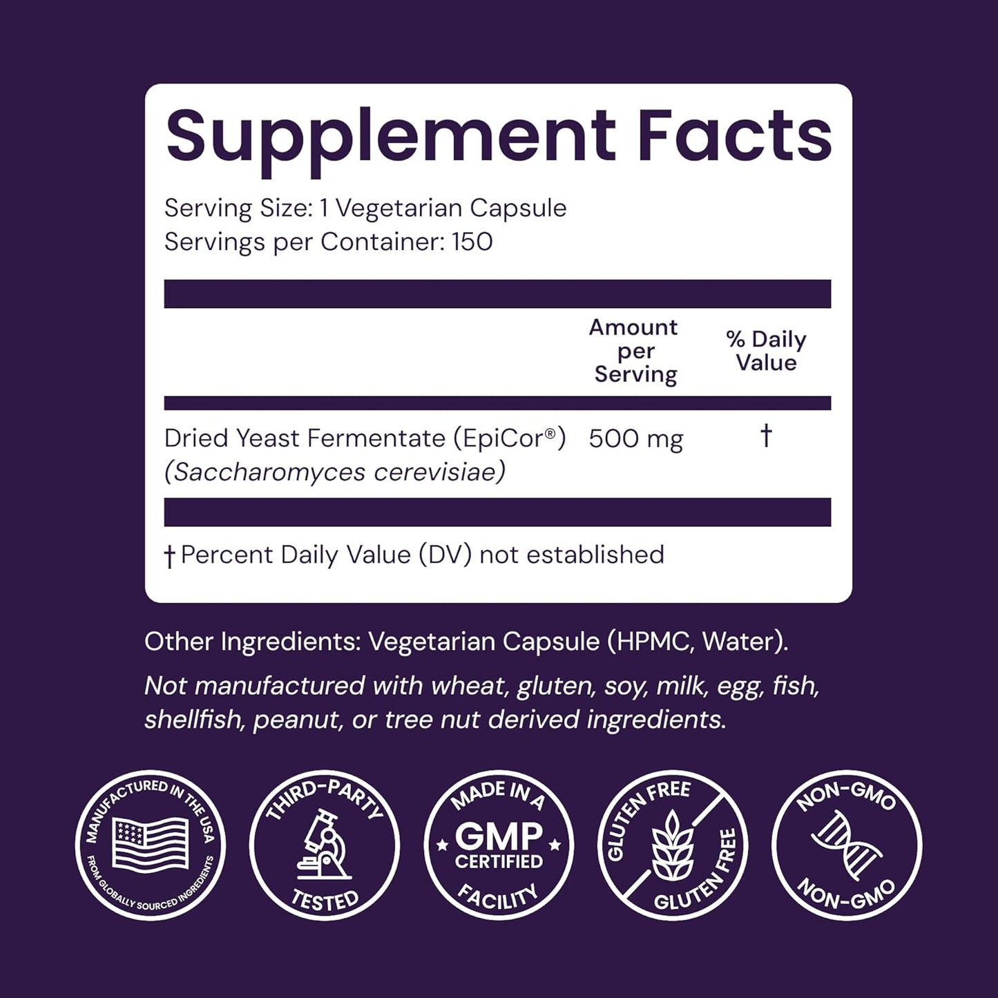 Healthy Origins EpiCor 500 mg, 150 Veggie Capsules - görsel 4