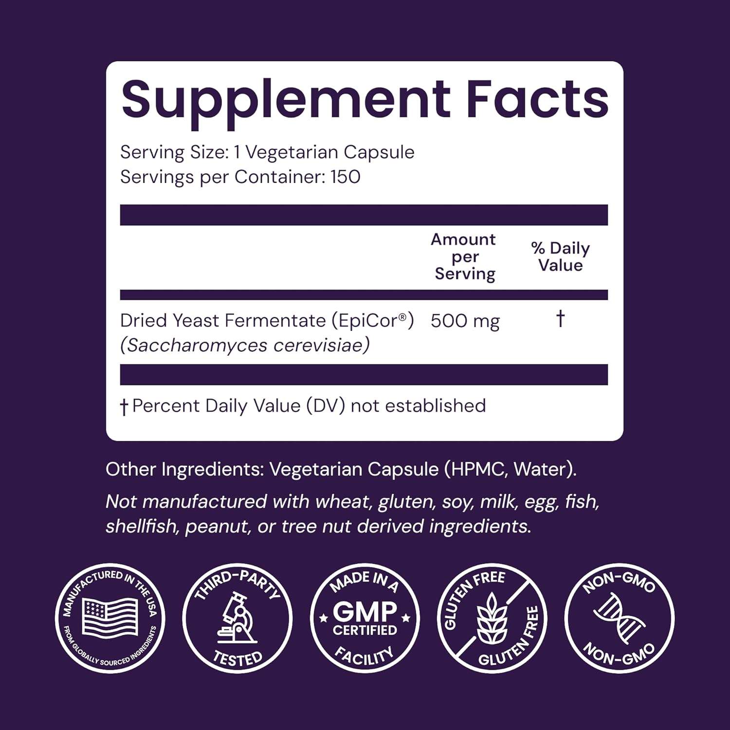 Healthy Origins EpiCor 500 mg, 150 Veggie Capsules - görsel 4