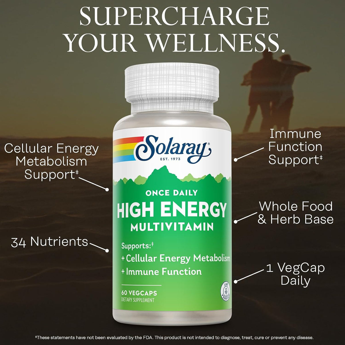 SOLARAY Once Daily High Energy Multivitamin - 60 Veggie Capsules - görsel 3