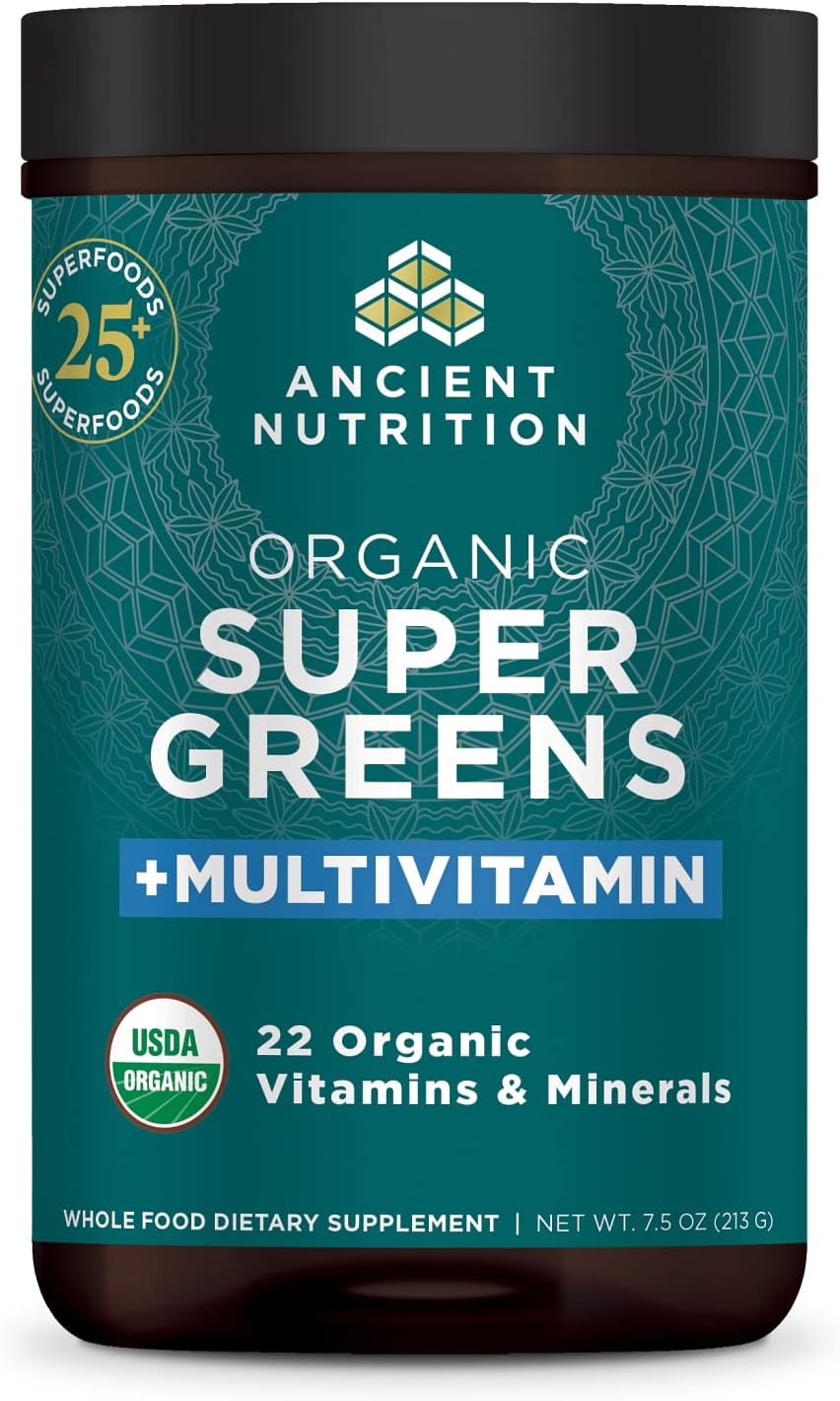 Ancient Nutrition Organic SuperGreens + Multivitamin Powder, 25 Servings - görsel 1