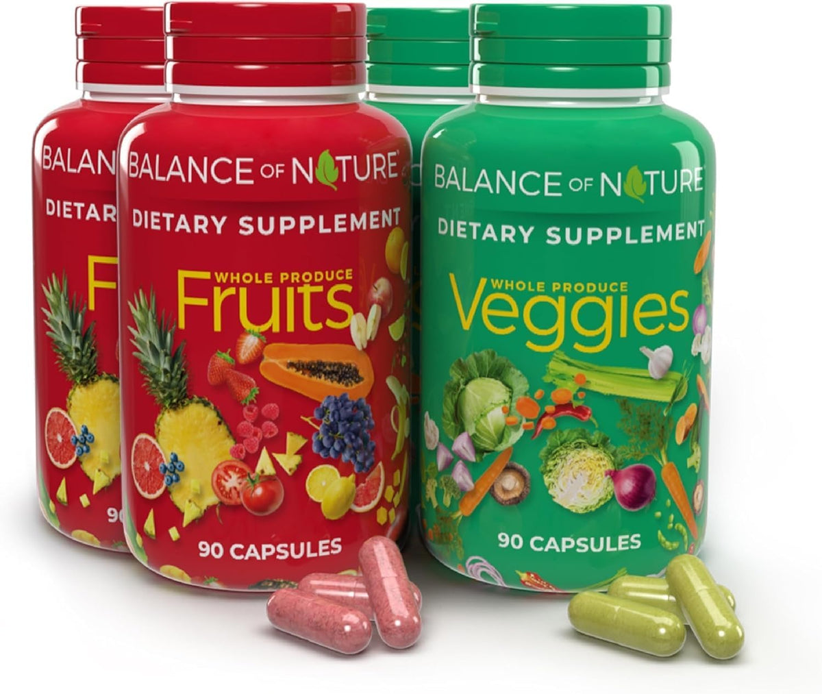 Balance of Nature Fruits & Veggies Supplement - 180 Whole Food Capsules (2 Sets) - görsel 1