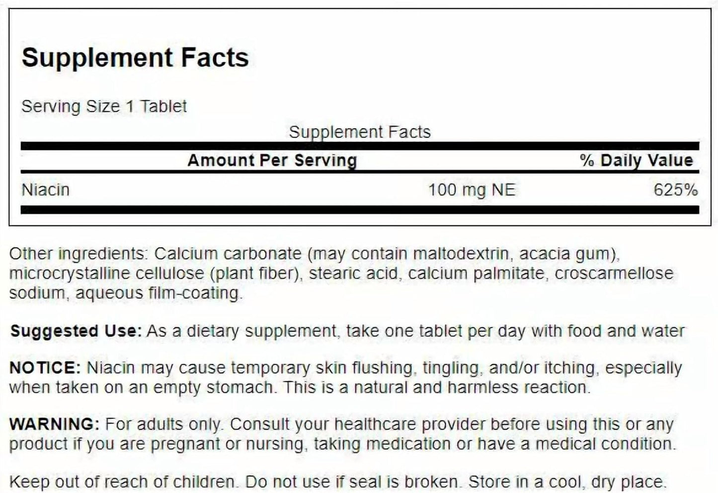 Swanson Niacin (Vitamin B3) 100 mg, 250 Tablets (Twin Pack) - görsel 2