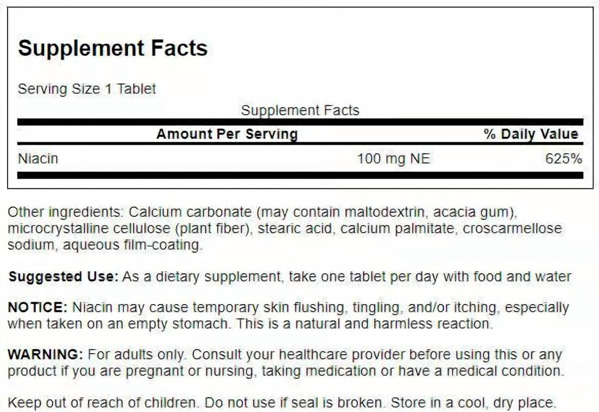 Swanson Niacin (Vitamin B3) 100 mg, 250 Tablets (Twin Pack) - görsel 2