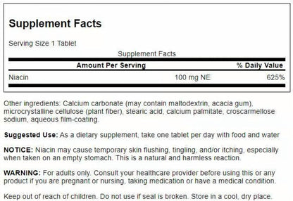 Swanson Niacin (Vitamin B3) 100 mg, 250 Tablets (Twin Pack)