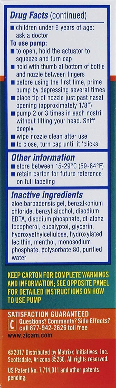 Zicam Intense Sinus Relief No-drip Liquid Nasal Spray with Cooling Menthol & Eucalyptus, 0.5 fl oz (Pack of 2) - görsel 3