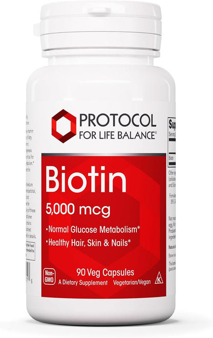 Protocol for Life Balance Biotin 5,000mcg – 90 Vegan Capsules