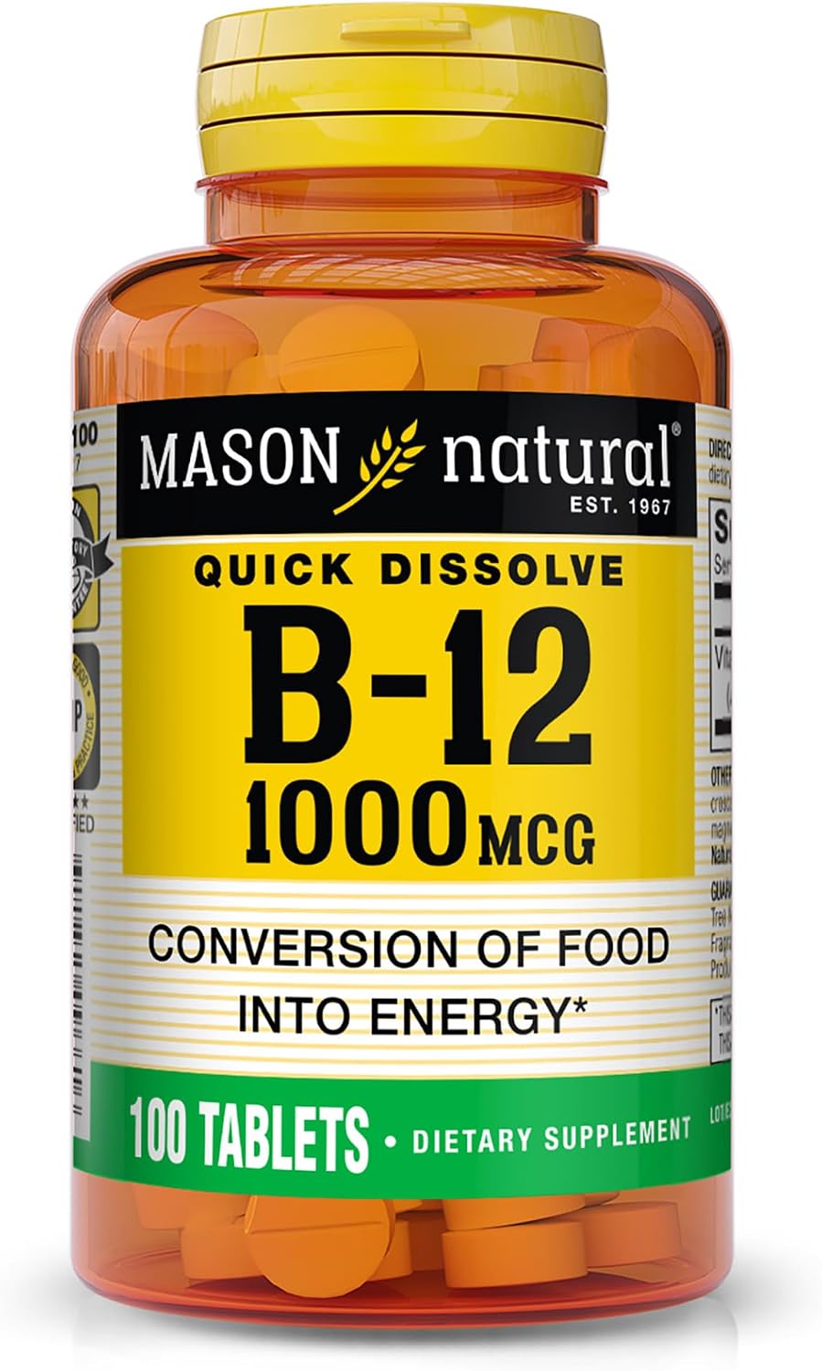 Mason Natural Vitamin B-12 1000 mcg Fast-Dissolve Tablets, 300-Day Supply (3 Pack) - görsel 6