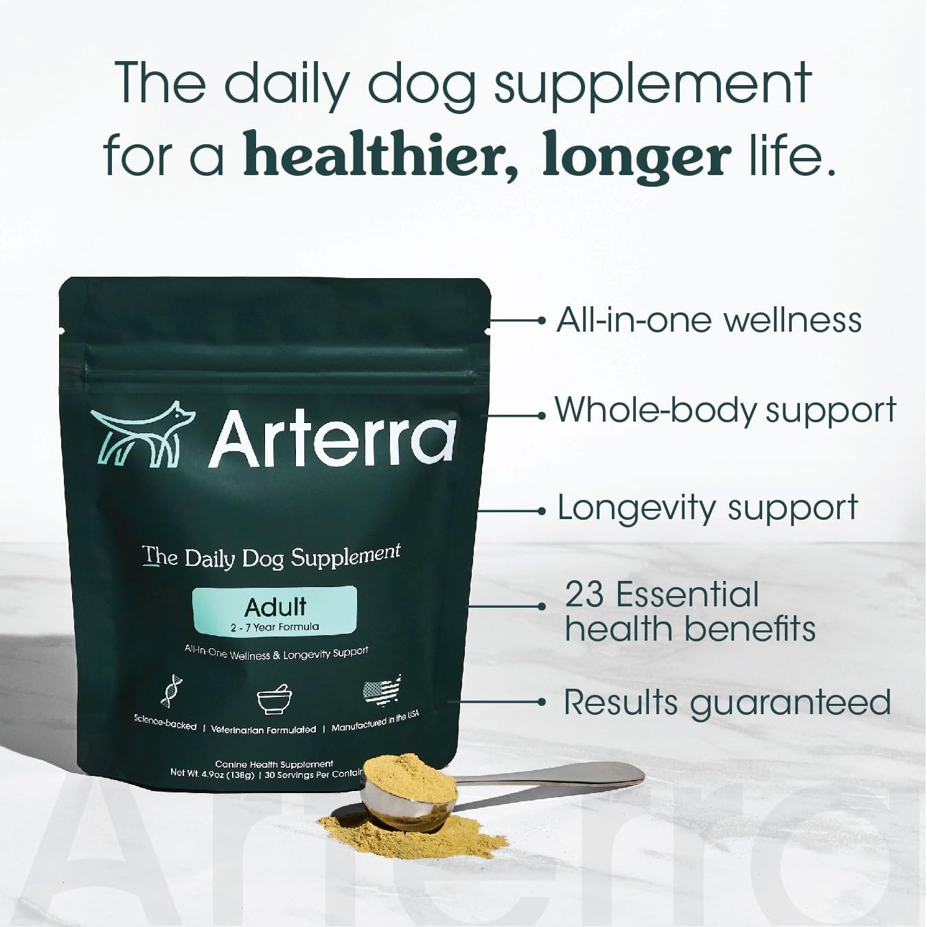 Adult Dog Powder Supplement: 46-Ingredient Daily Longevity Multivitamin & Food Topper - görsel 3