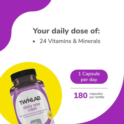 Twinlab Daily One Without Iron - Multivitamin and Mineral Food Supplement, 180 Capsules
