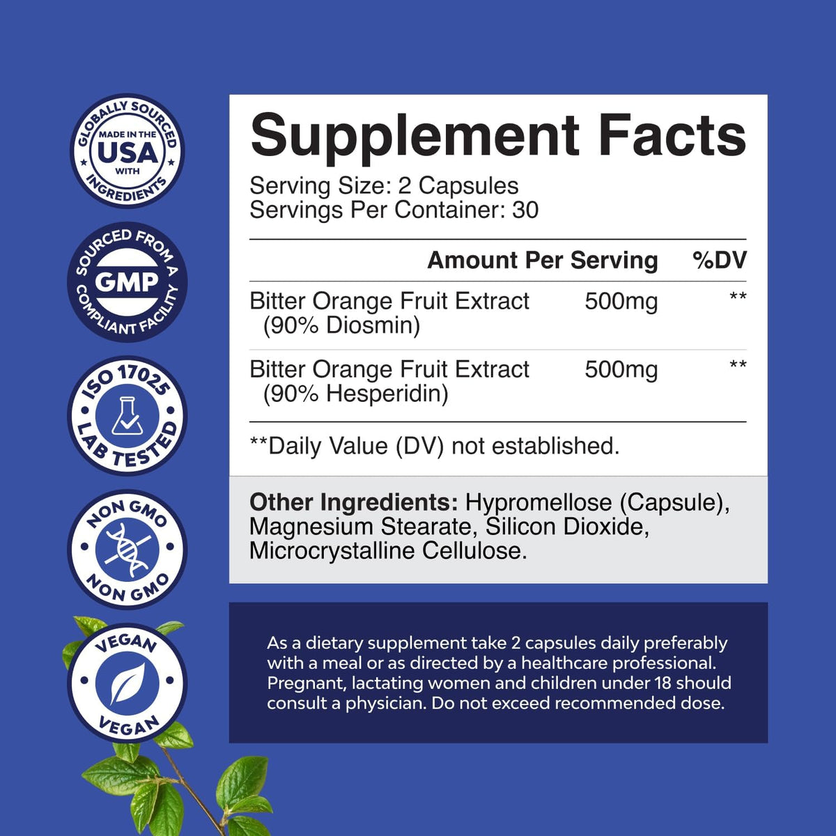 Diosmin & Hesperidin 1000 mg Complex for Adults – Bitter Orange Supplement for Vein Support - görsel 8