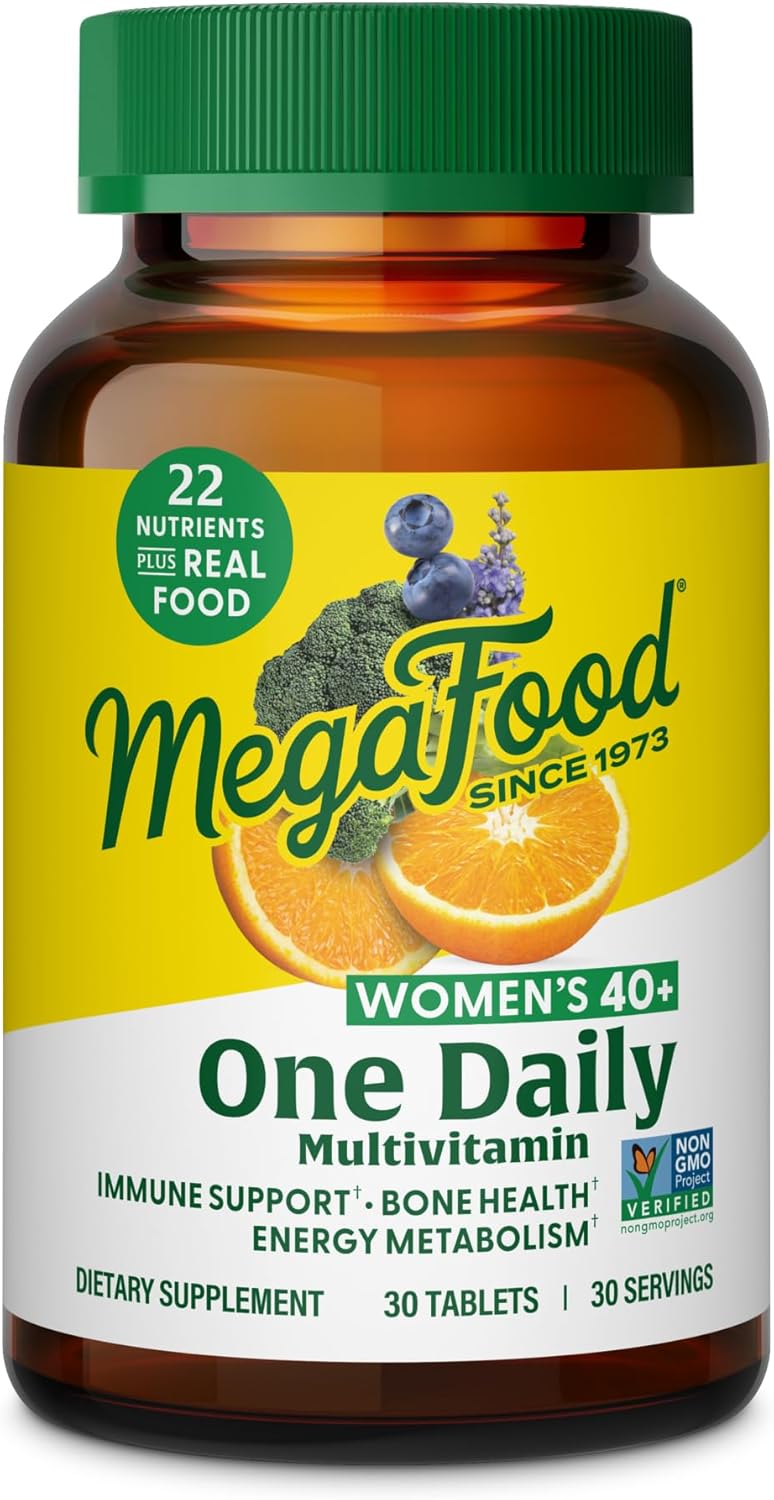 MegaFood Multivitamin for Women 40+ – One Daily with Methylated B12, Methyl Folate, Vitamin D3, C & Zinc – Energy, Immune & Bone Support – Vegetarian – 30 Tablets - görsel 1