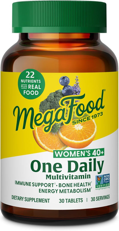 MegaFood Multivitamin for Women 40+ – One Daily with Methylated B12, Methyl Folate, Vitamin D3, C & Zinc – Energy, Immune & Bone Support – Vegetarian – 30 Tablets