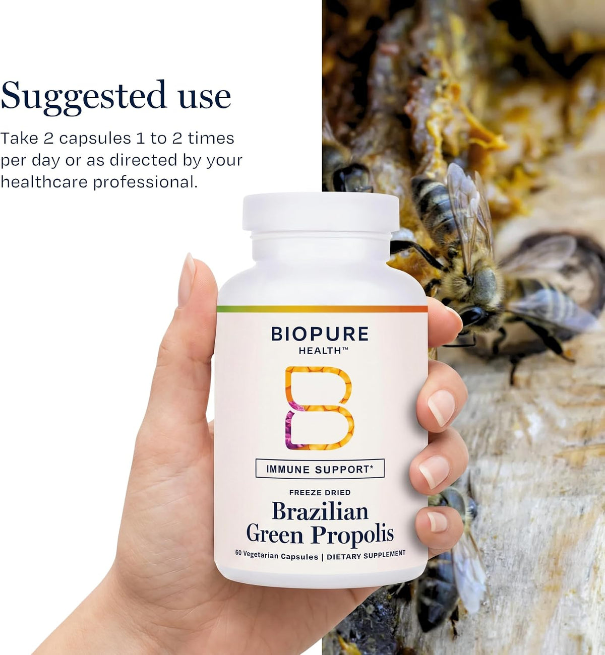 BioPure Brazilian Green Propolis Extract – Natural Freeze-Dried Extract with Artepillin-C and Phenols – 60 Capsules - görsel 7