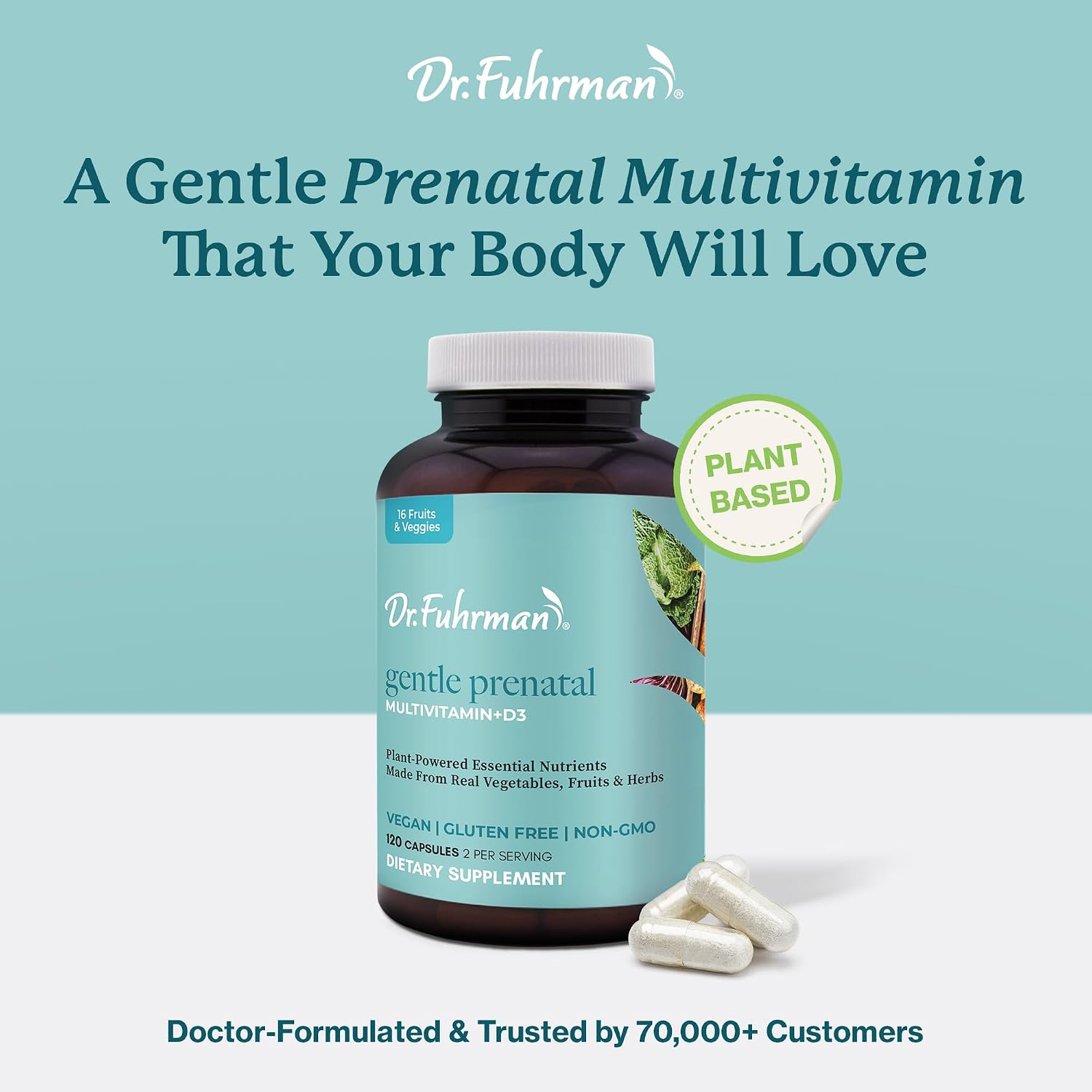 Dr. Fuhrman Prenatal Vitamins for Women - Doctor-Formulated with Natural Folate, B12, Choline & Iodine - 120 Capsules - görsel 6