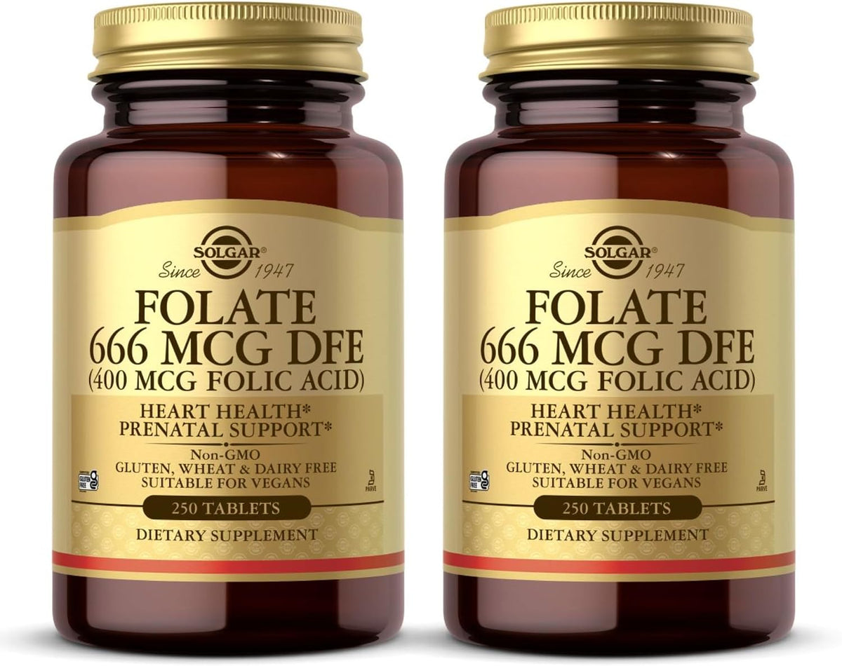 Solgar Folate 666 mcg DFE (Folic Acid 400 mcg) – 250 Tablets (Pack of 2) - görsel 1
