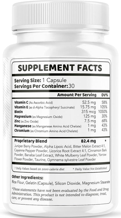 Gluco Renu Capsules - Natural Blood Health Support, Vegan & Non-GMO, 30 Capsules