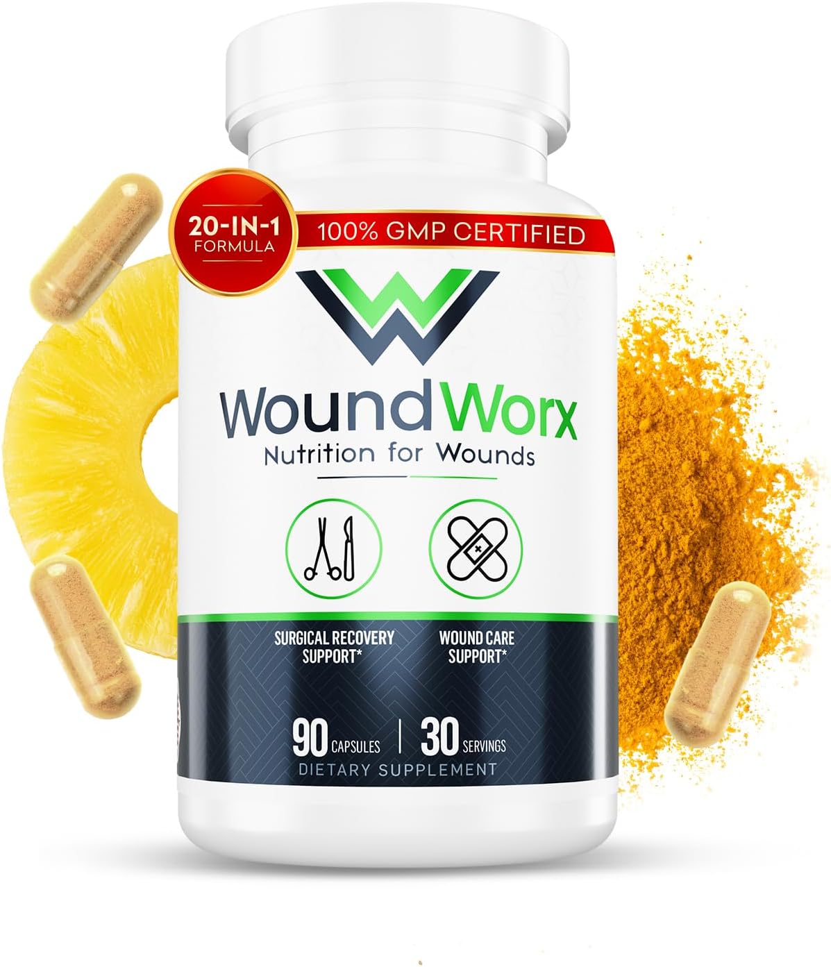 Free Life Labs WoundWorx Nutrition-Scar and Surgery Support, 90 Capsules – Image 1