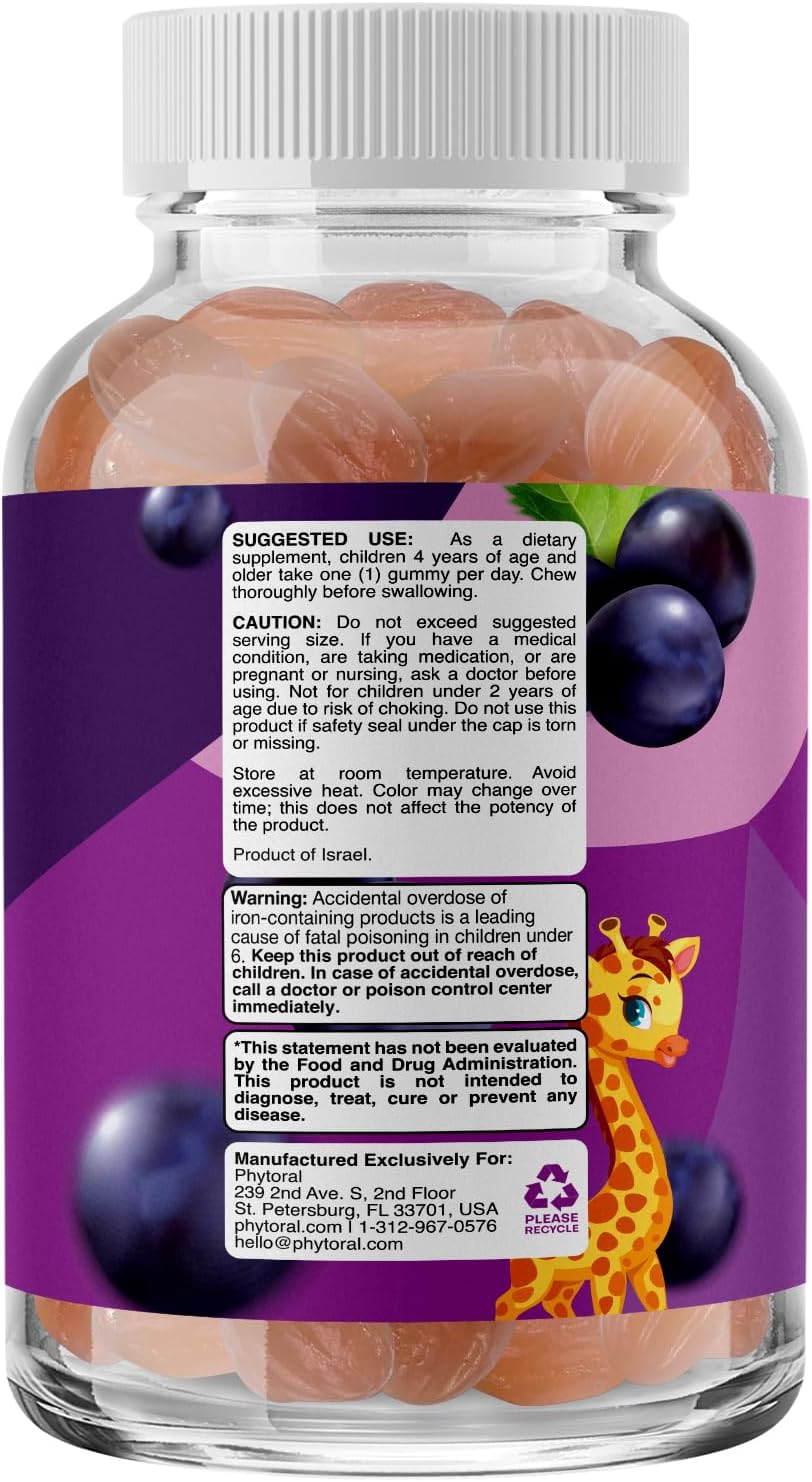 Iron Gummies with Vitamin C for Children - Blood Builder Iron Supplements - Vitamin B6, B12, A, Niacin & Folate - Vegan & Non-GMO - 120 Count - görsel 9