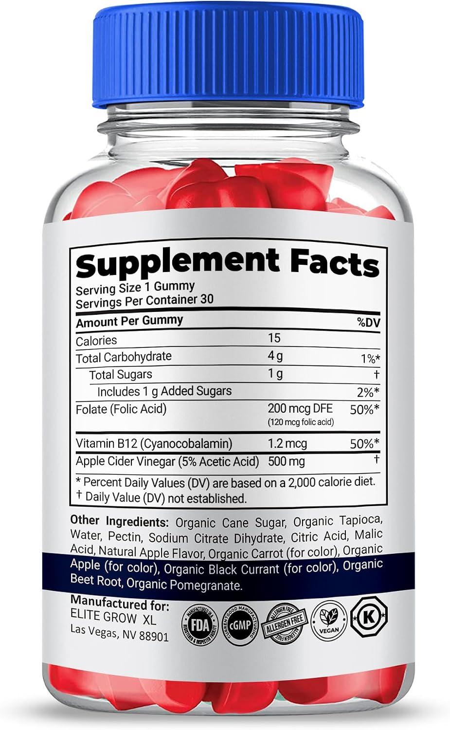 Elite Grow XL Gummies - Maximum Strength All-Natural Vitamin Gummies (3 Pack) - görsel 5