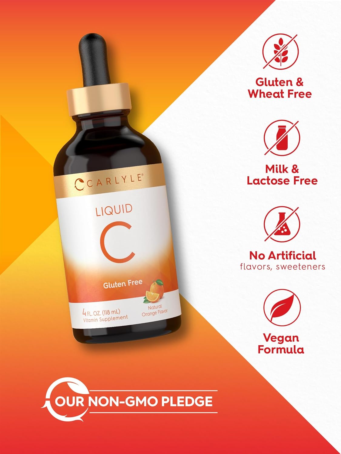 Carlyle Vitamin C Liquid Drops | 118 ml | Orange | Vegan | Non-GMO | Gluten-free - görsel 5
