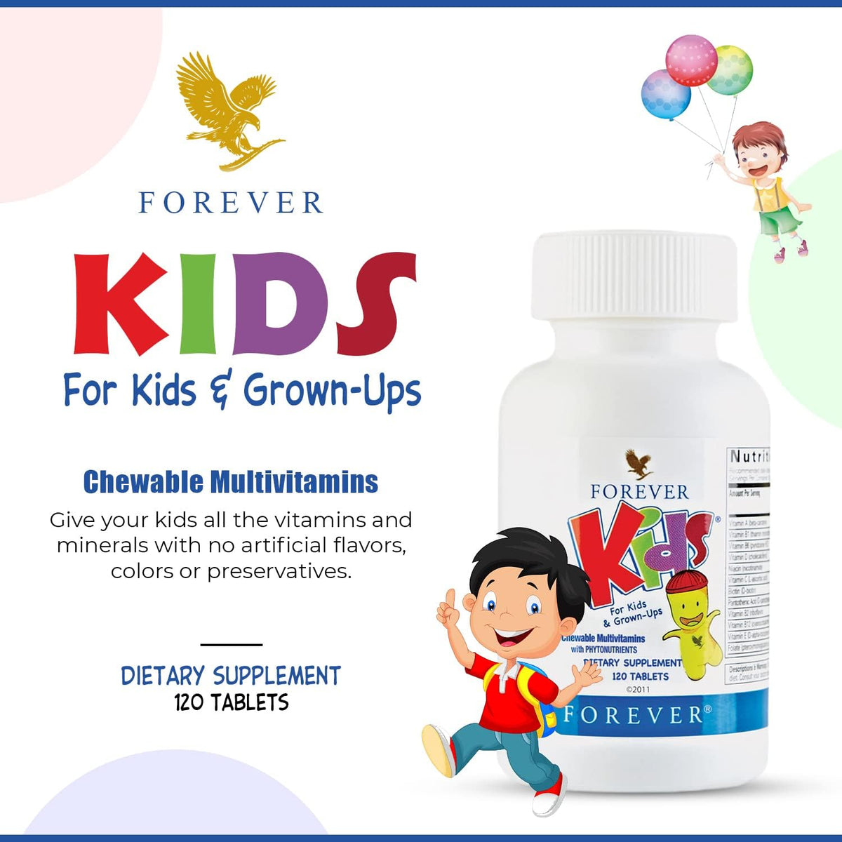 Forever Kids Chewable Multivitamin - Grape Flavour - 120 Tablets (Pack of 2) - görsel 3