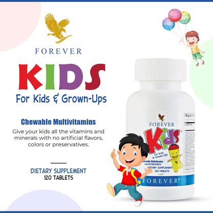 Forever Kids Chewable Multivitamin - Grape Flavour - 120 Tablets (Pack of 2)