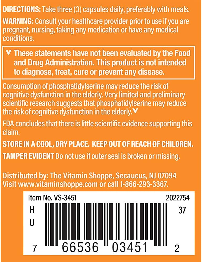 The Vitamin Shoppe Brain Sharp with Acetyl-L-Carnitine, Phosphatidylserine (90 Capsules) - görsel 3
