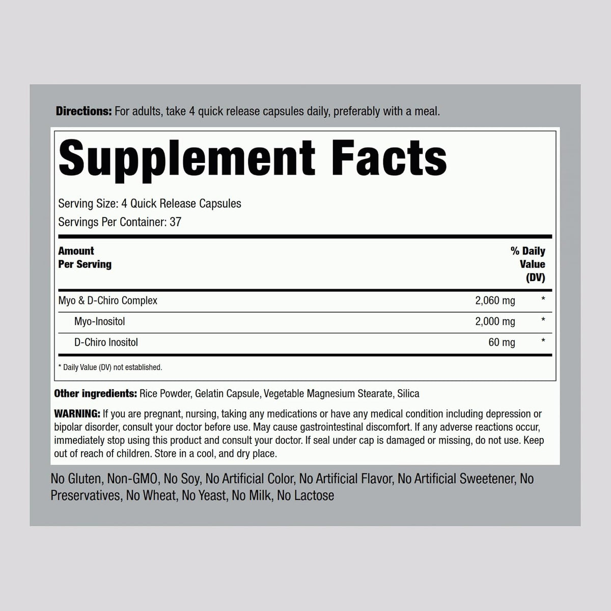 Piping Rock Myo-Inositol & D-Chiro Inositol Supplement | 150 Capsules | Complex Formula for Women | Non-GMO, Gluten-Free - görsel 2